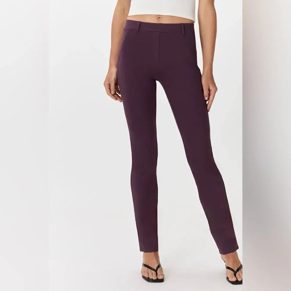 Quince Ultra Stretch Ponte Straight Leg Pants Burgundy Small